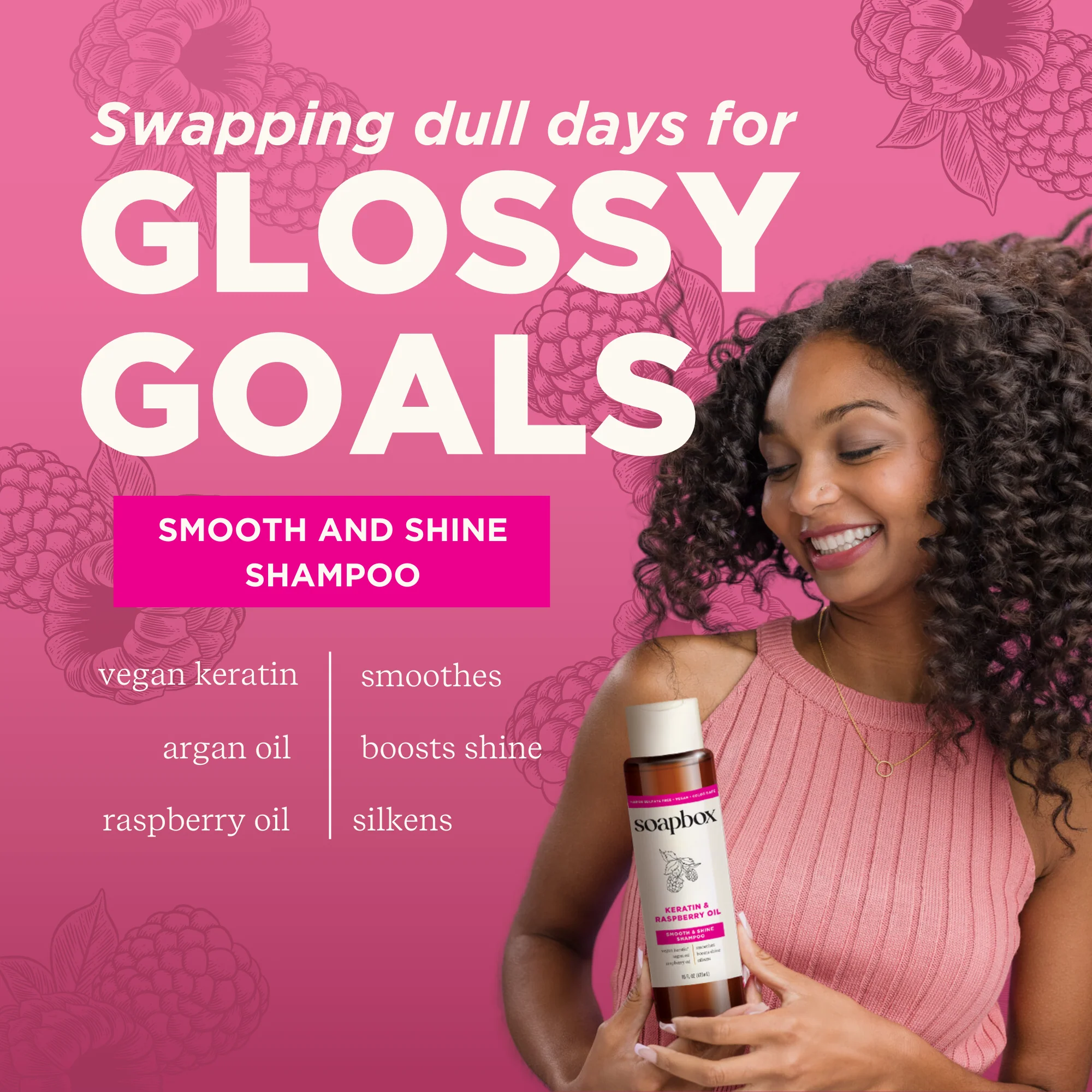 Vegan Keratin & Raspberry Seed Oil Smoothing Shampoo - Image 3