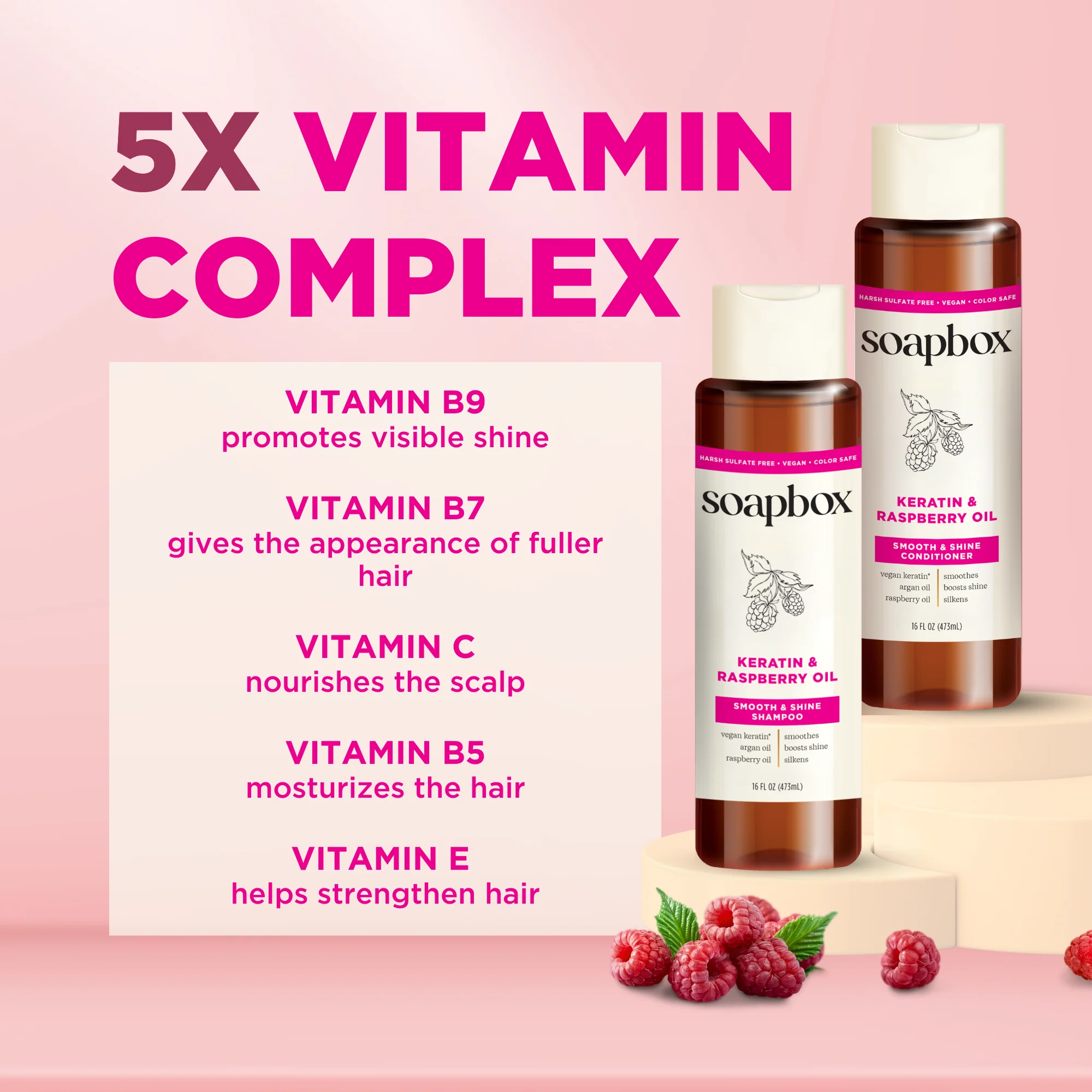 Vegan Keratin & Raspberry Seed Oil Smoothing Shampoo - Image 4