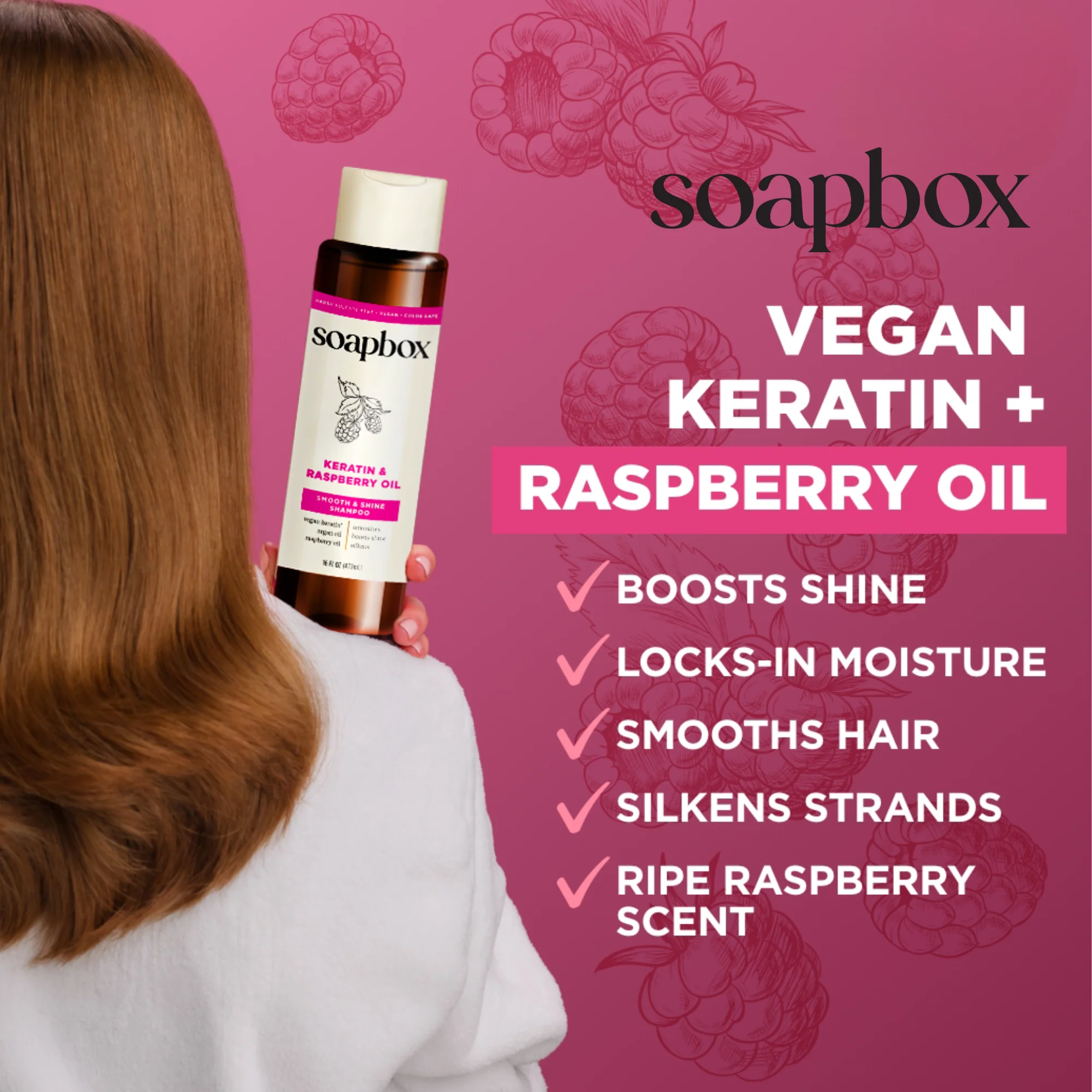 Vegan Keratin & Raspberry Seed Oil Smoothing Shampoo - Image 5
