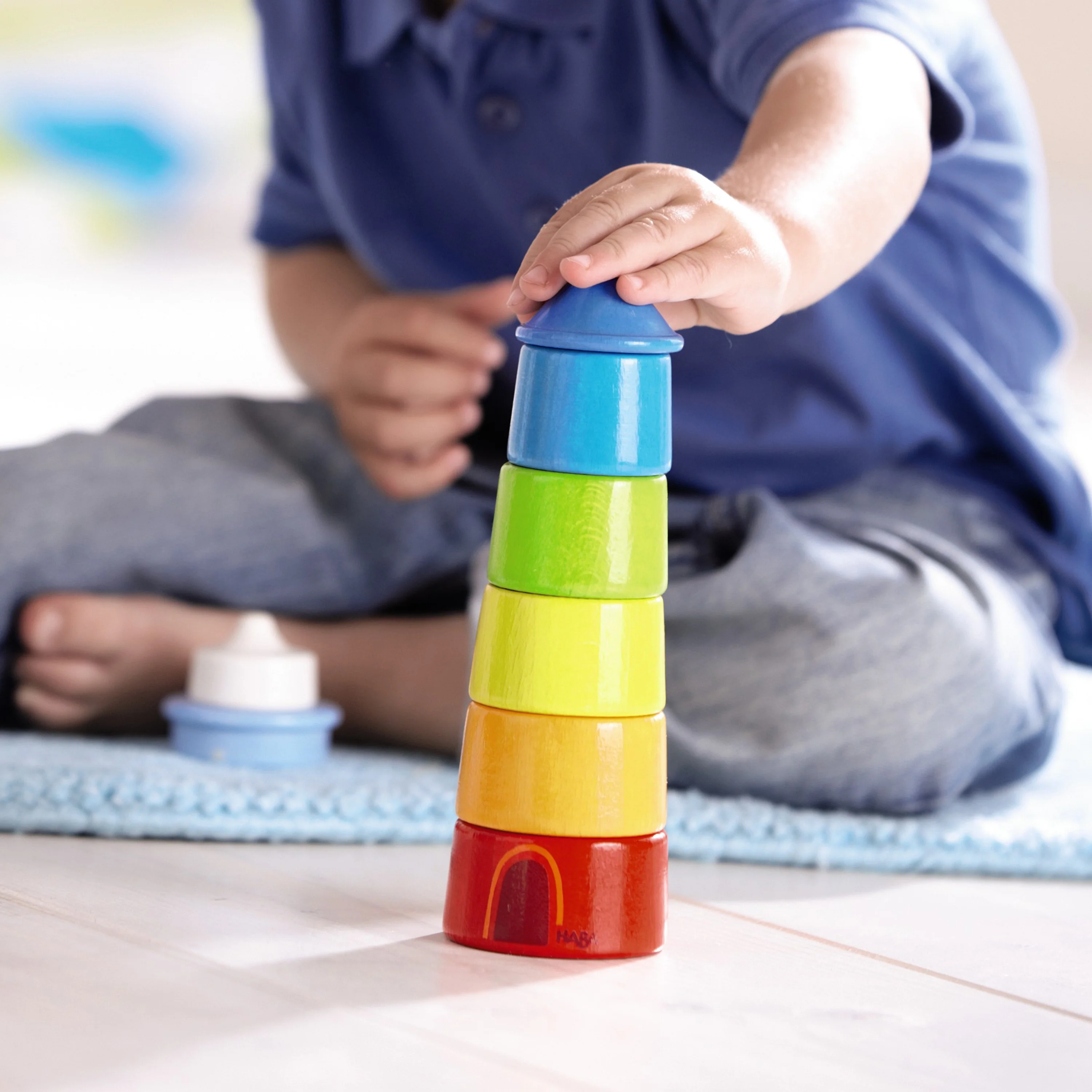 Lighthouse Wooden Rainbow Stacker made from sustainably sourced wood - Image 4