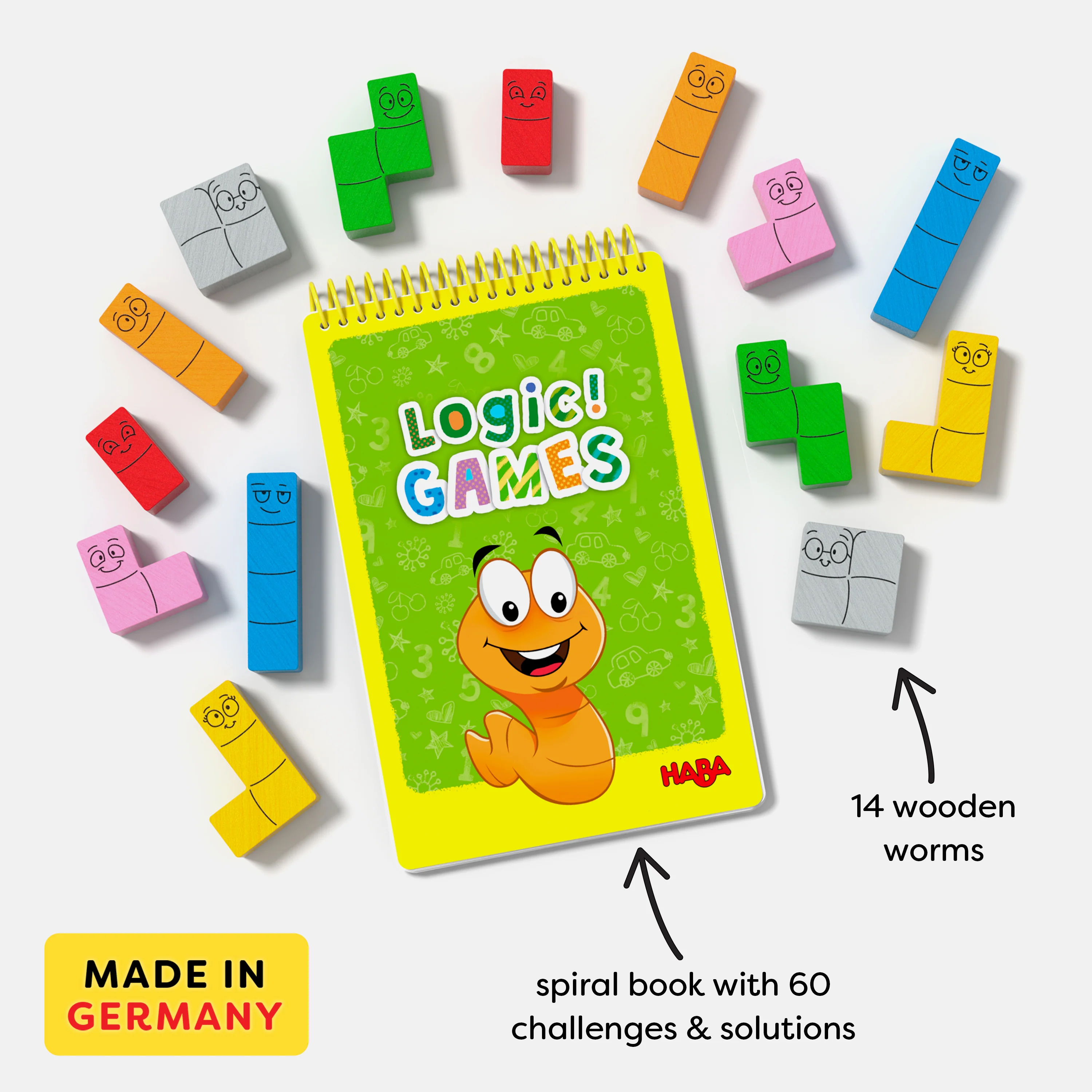 Logic! GAMES: Happy Worms - Sustainably Sourced Wood, 5+ Years - Image 2