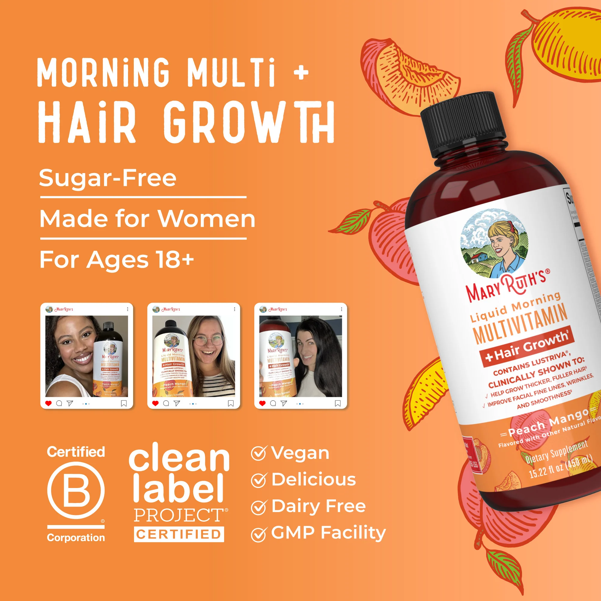 Morning Multivitamin +Hair Growth Liquid, 15.22 oz - Image 10