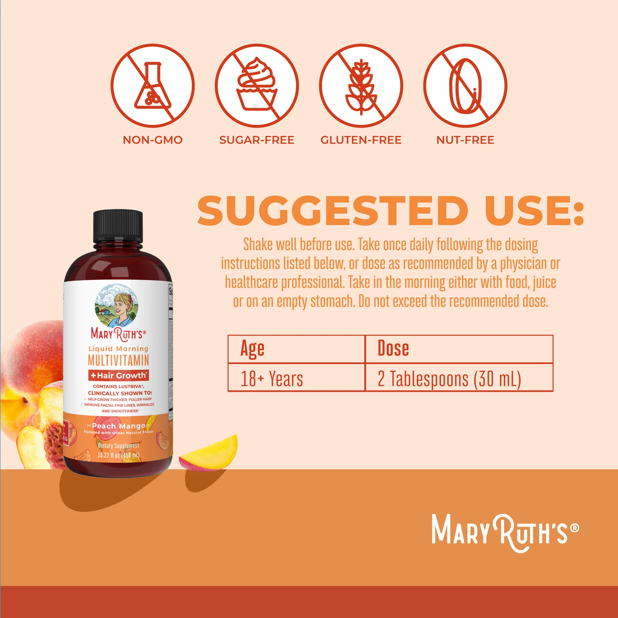 Morning Multivitamin +Hair Growth Liquid, 15.22 oz - Image 4
