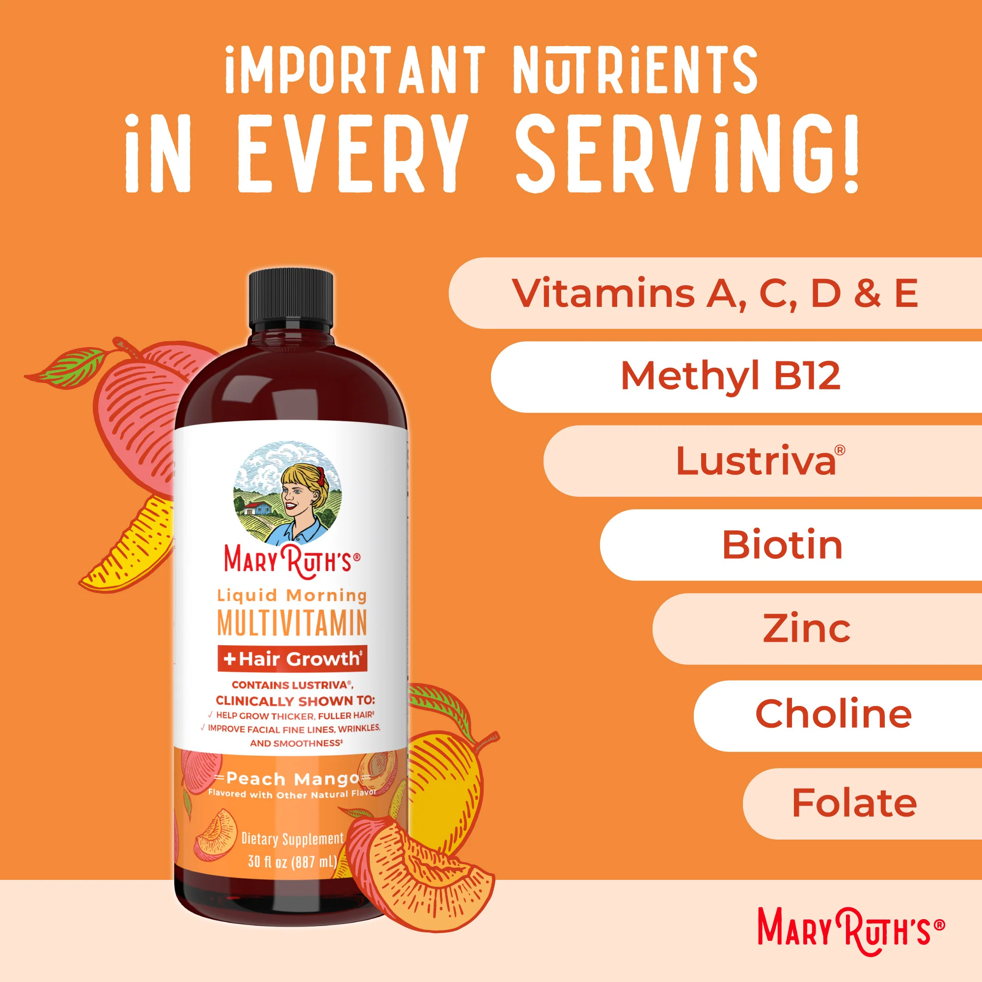 Liquid Morning Multivitamin + Hair Growth, 30 fl oz - Image 8