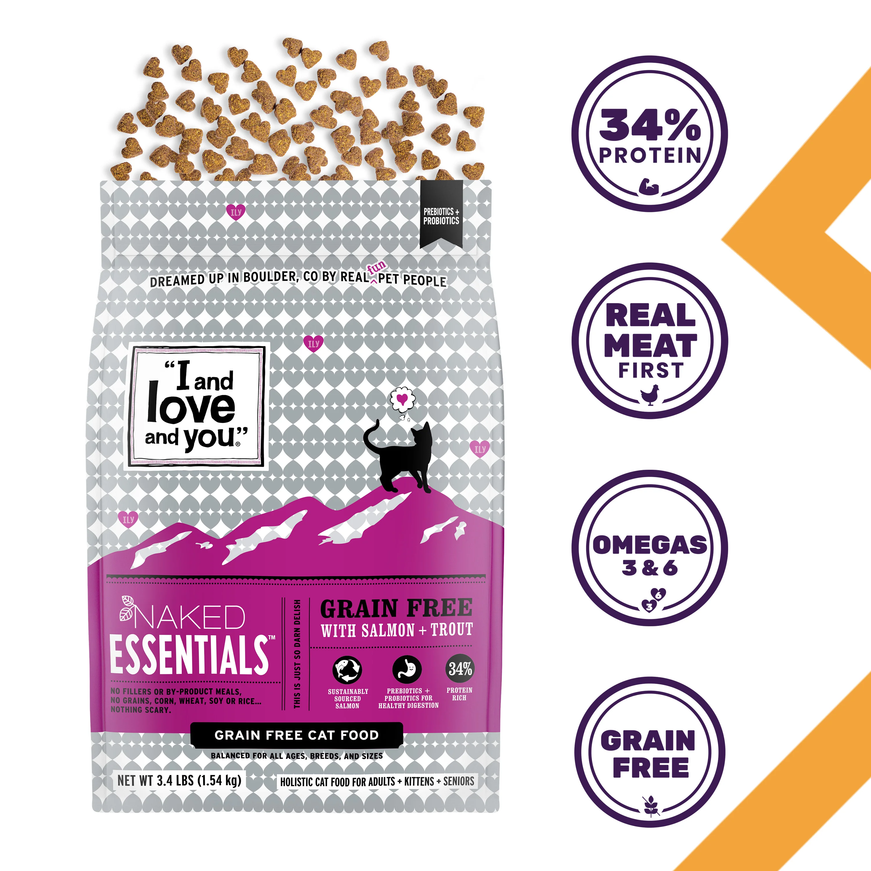 Naked Essentials Salmon & Trout Recipe Grain-Free Dry Cat Food - Image 3