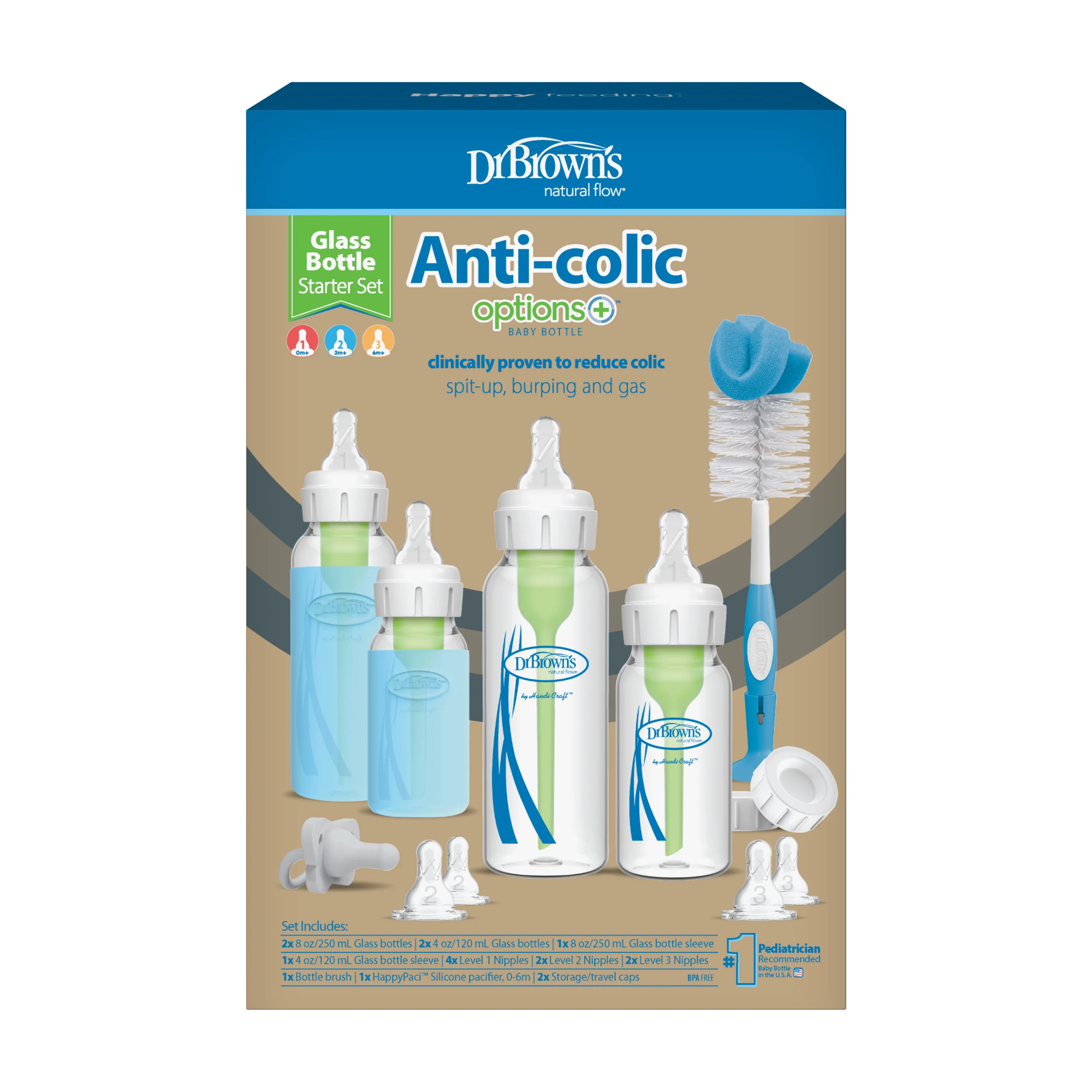Glass Baby Bottle Starter Set, Narrow Natural Flow® Anti-Colic Options+™ Bottles included - Image 2