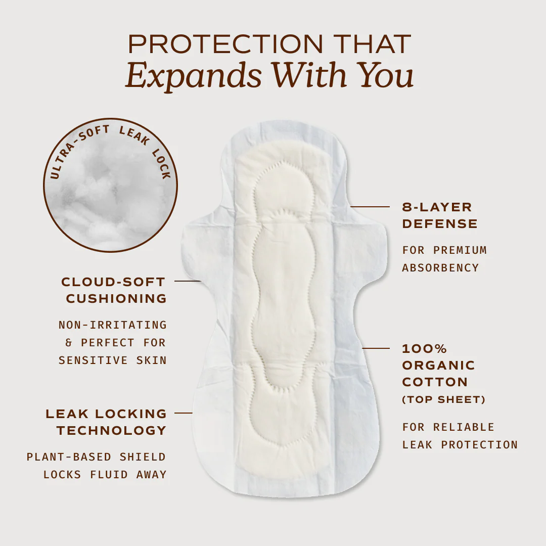 Period Pads with Wings – 100% Organic Cotton, Unscented - Image 25
