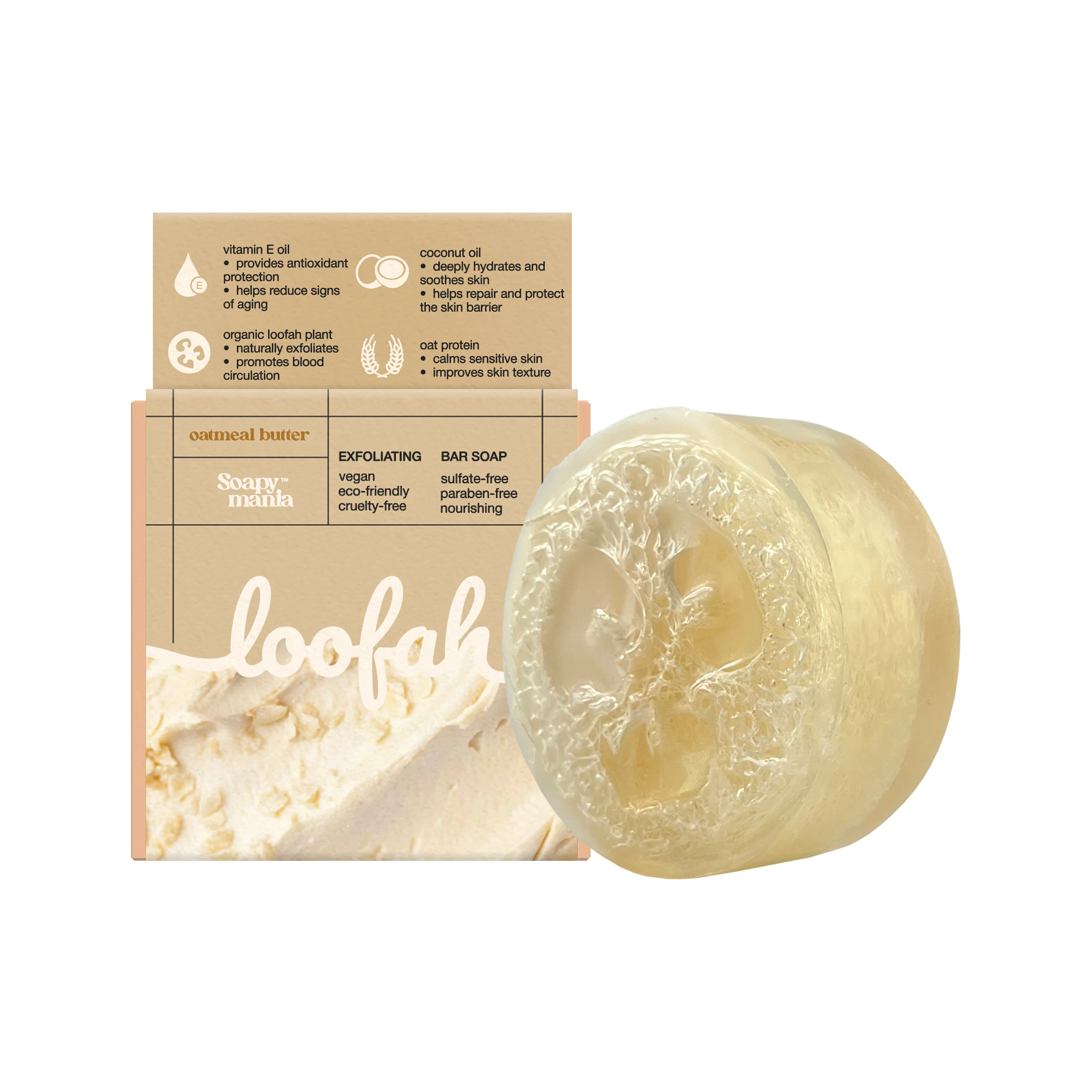 Oatmeal Butter Exfoliating Loofah Bar Soap