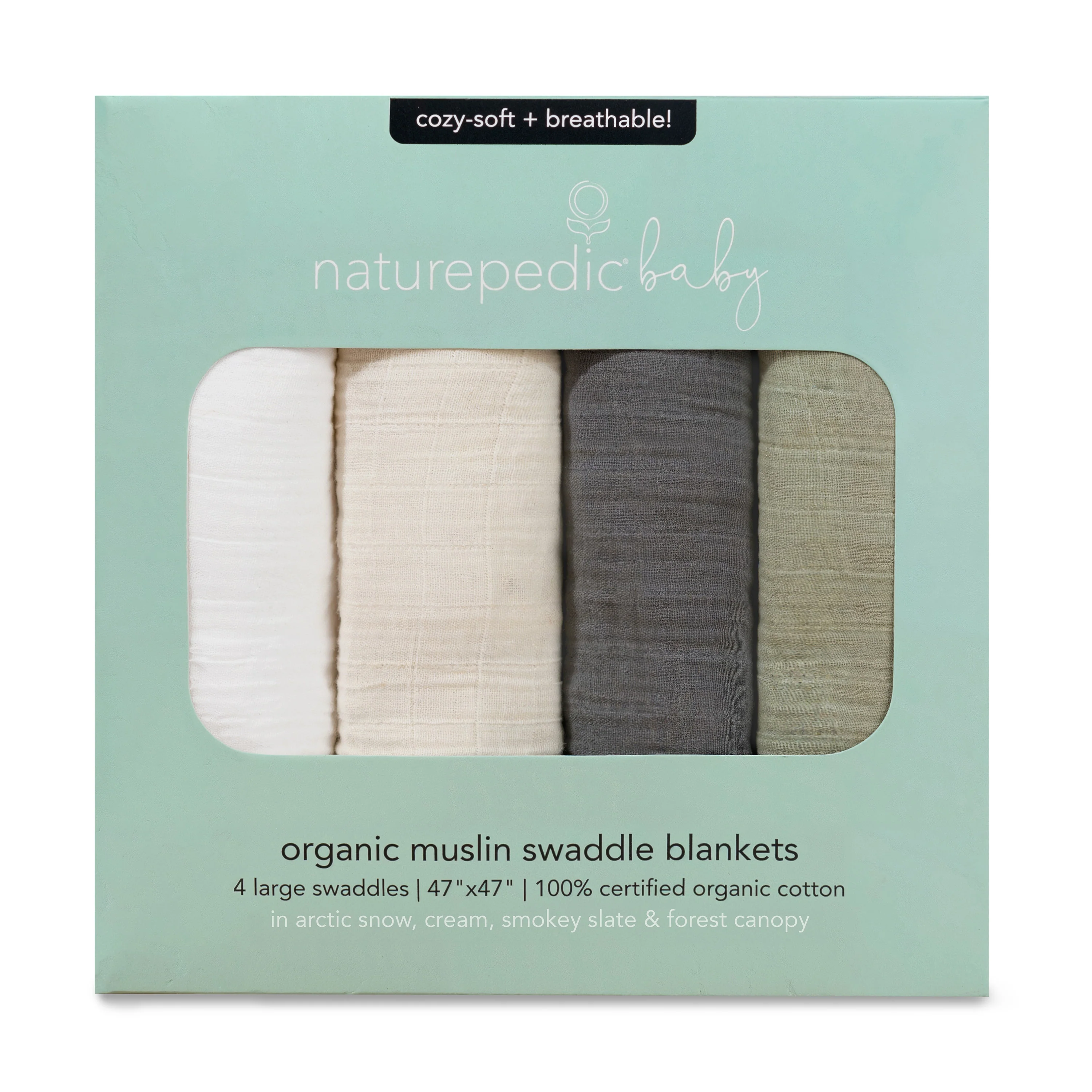 Organic Breathable Swaddle Blankets Multi-Color Pack - Image 2