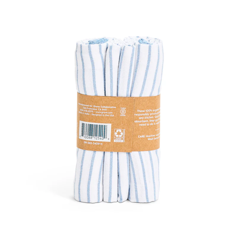 Organic Cotton Striped Kitchen Towels - Image 2