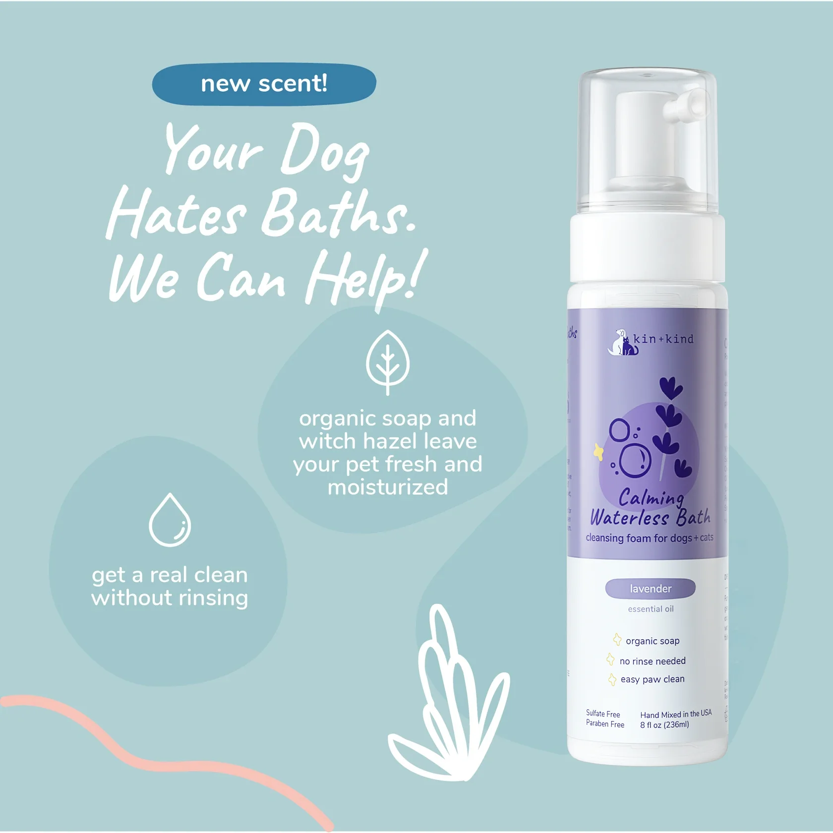 Calming Lavender Waterless Bath for Cats & Dogs - Image 2
