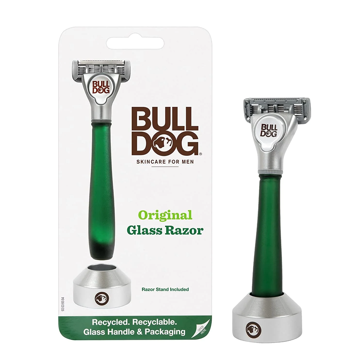 Recycled Glass Handle Razor with Razor Stand - Image 2