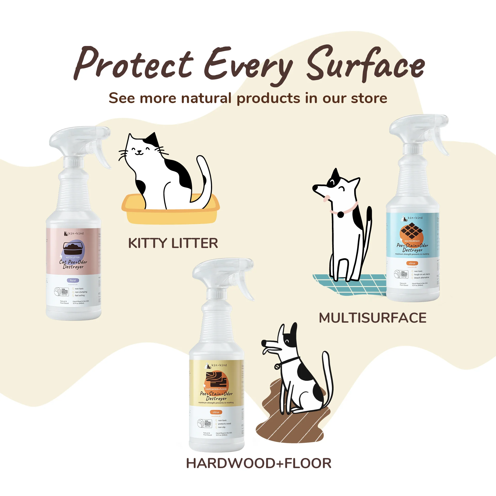 Pet Pee + Stain + Odor Remover Spray for Carpets and Fabrics - Image 3