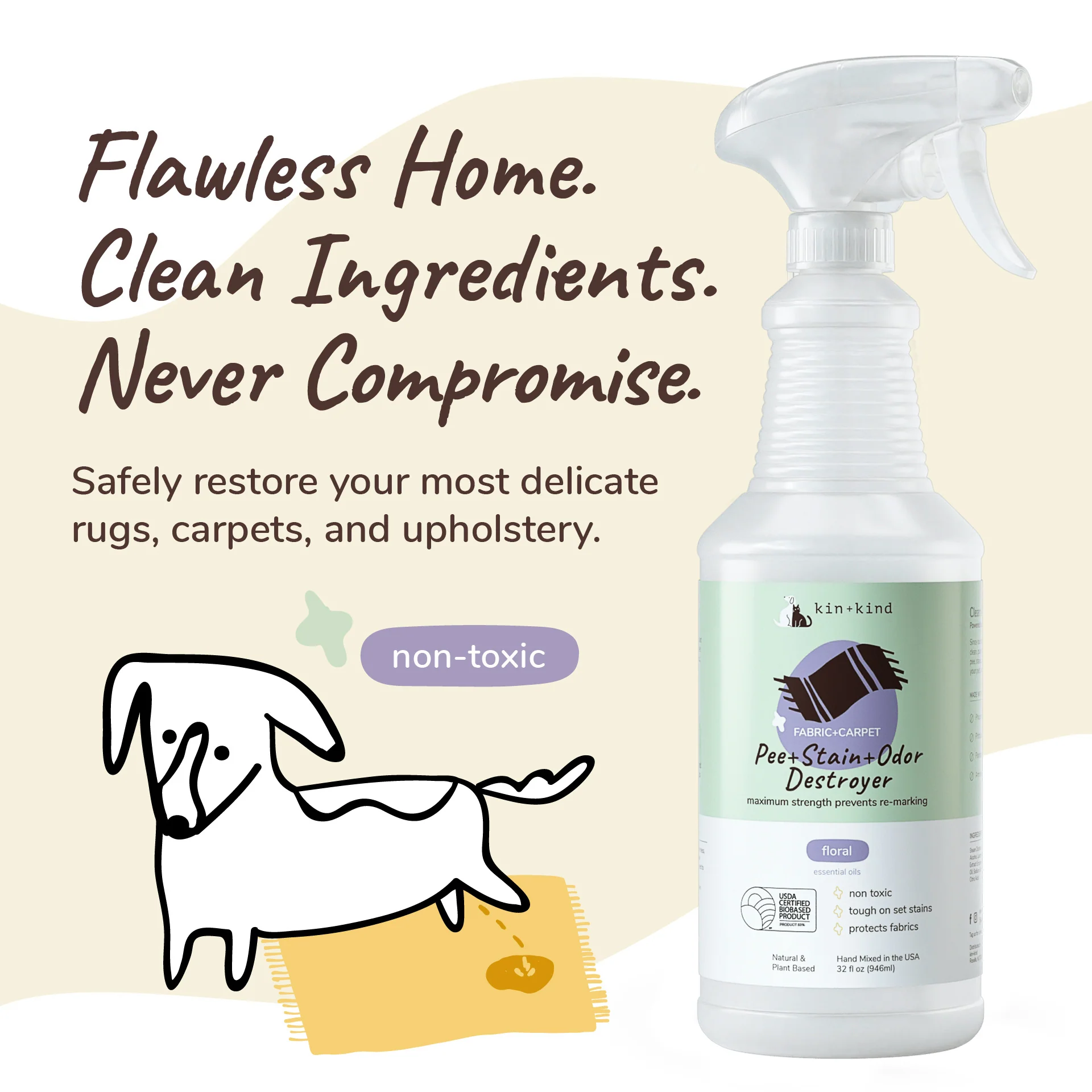 Pet Pee + Stain + Odor Remover Spray for Carpets and Fabrics - Image 5