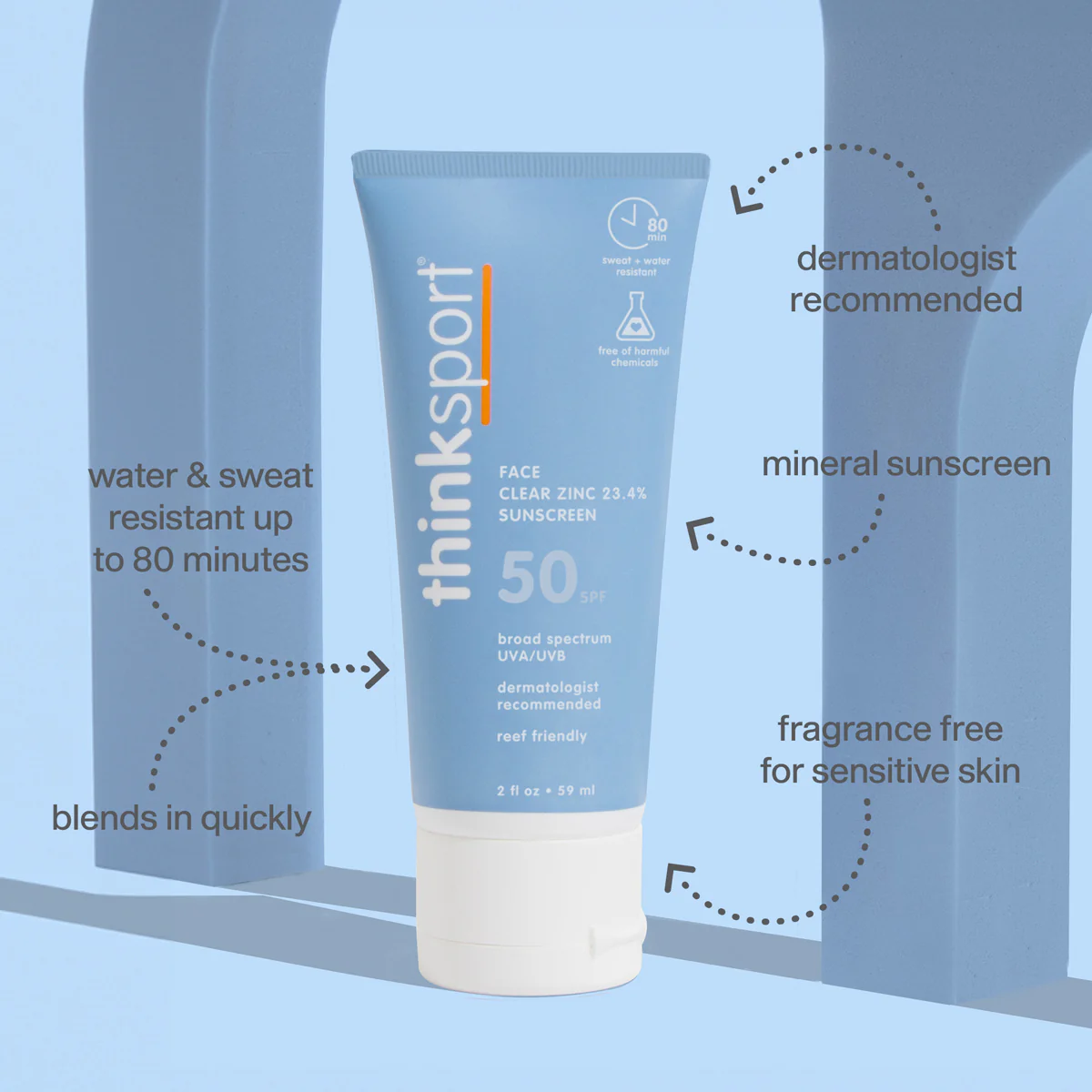 thinksport SPF 50 Clear Zinc Active Face - Image 2