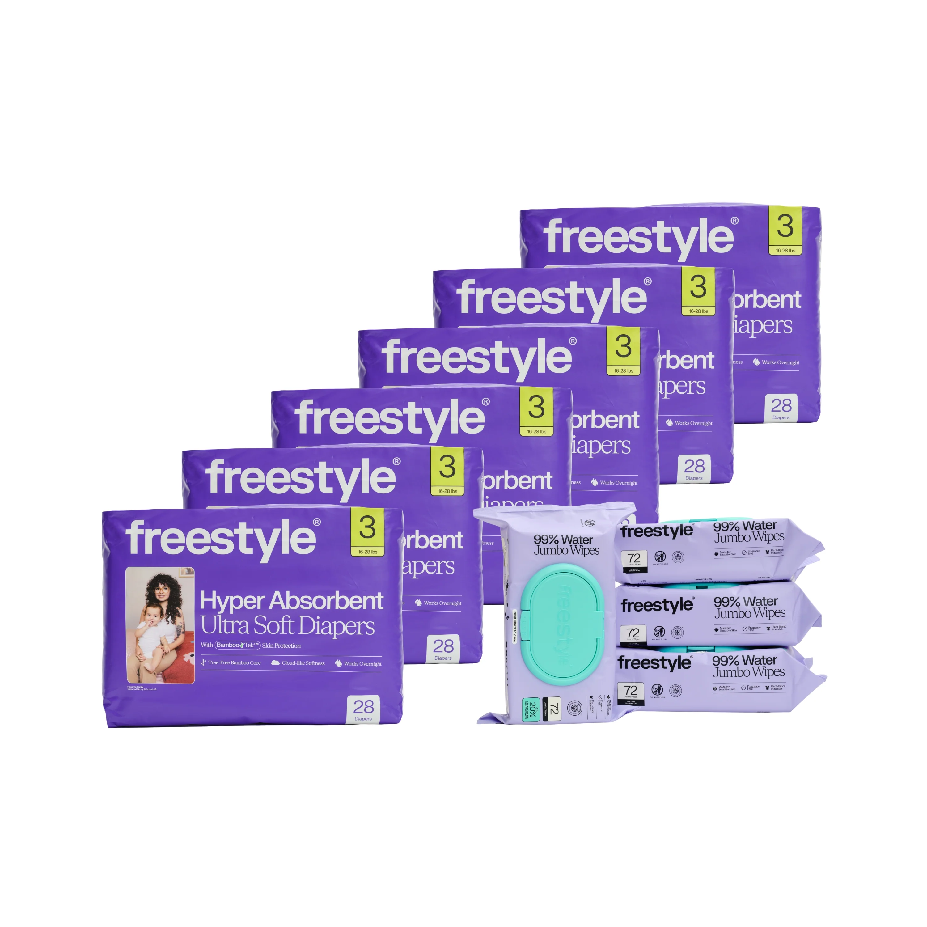Tree Free Bamboo Diaper & Jumbo Wipes Starter Set - One Month Supply - Image 3