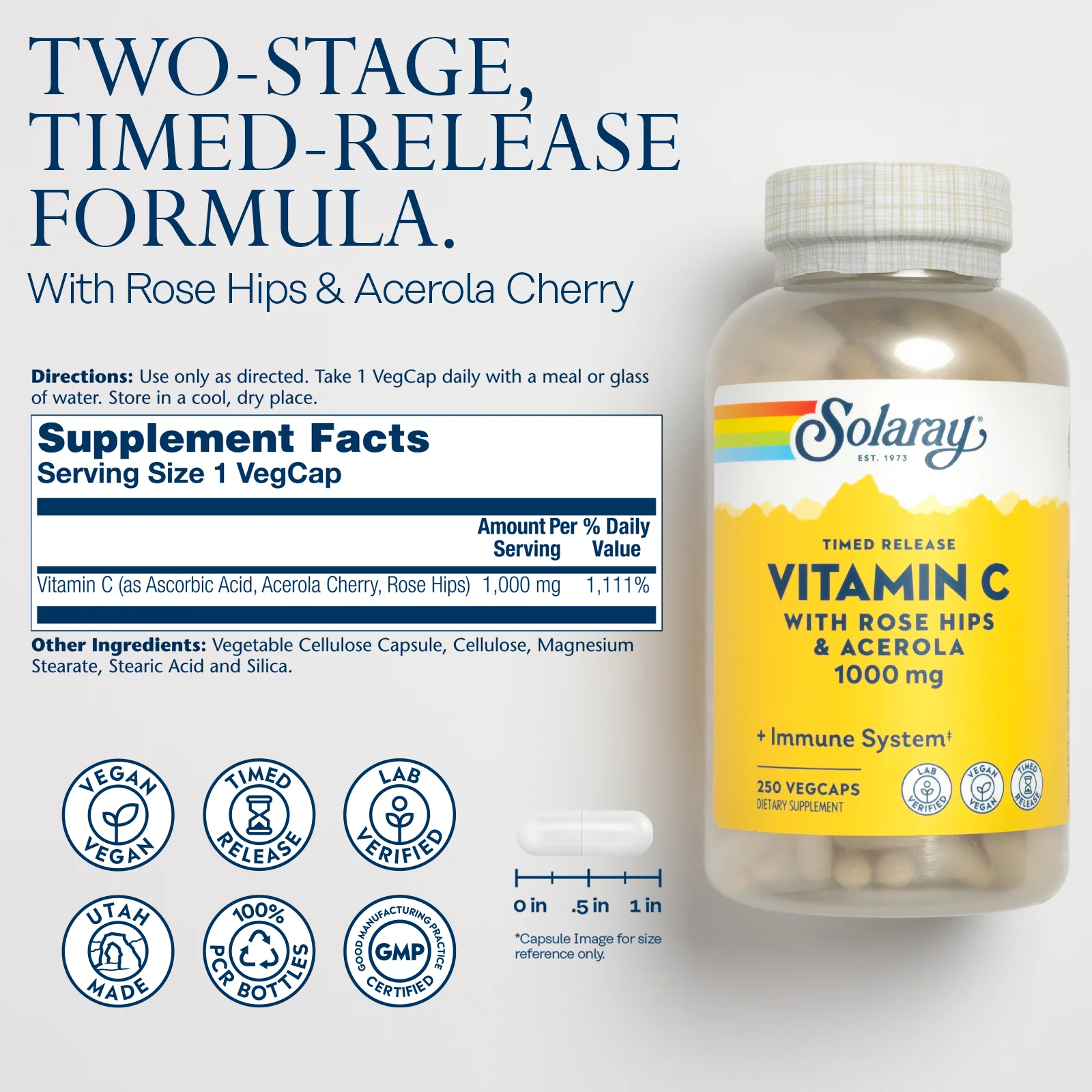 Vitamin C Timed Release with Rose Hips & Acerola, 500 mg - Image 3