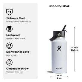 Wide Mouth Bottle with Flex Straw Cap, 32 oz - Image 11