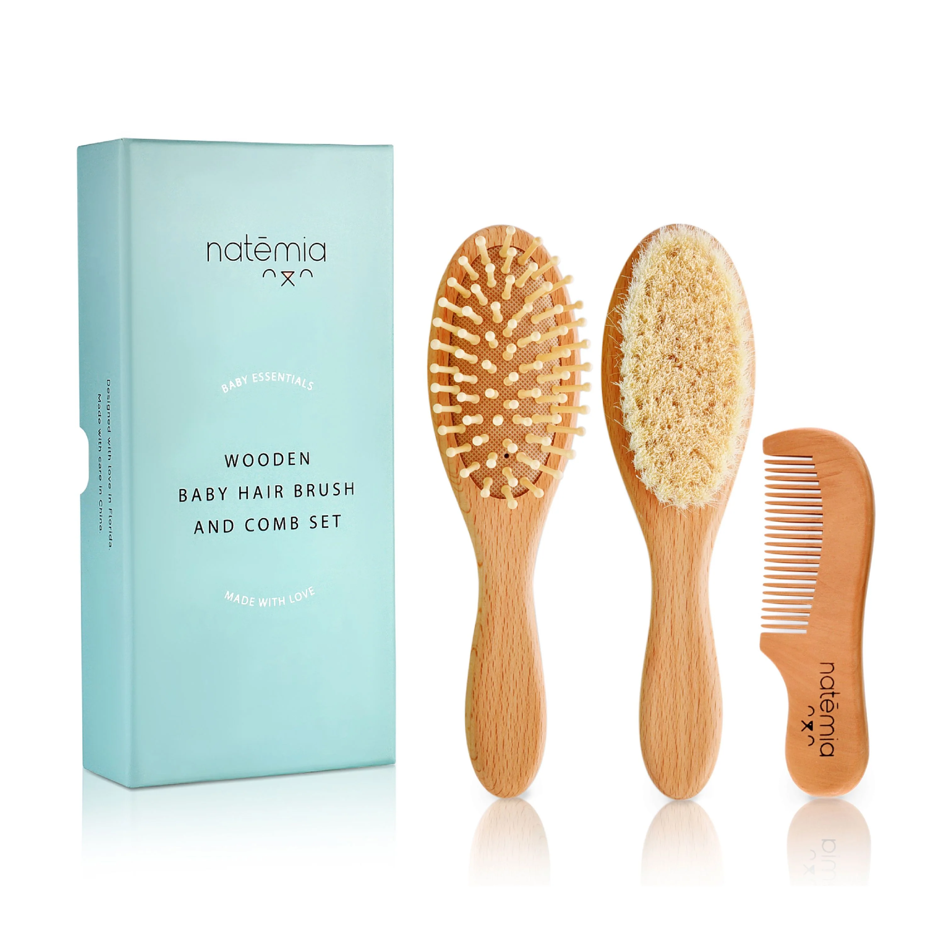 Wooden Baby Hair Brush & Comb Set - Image 2