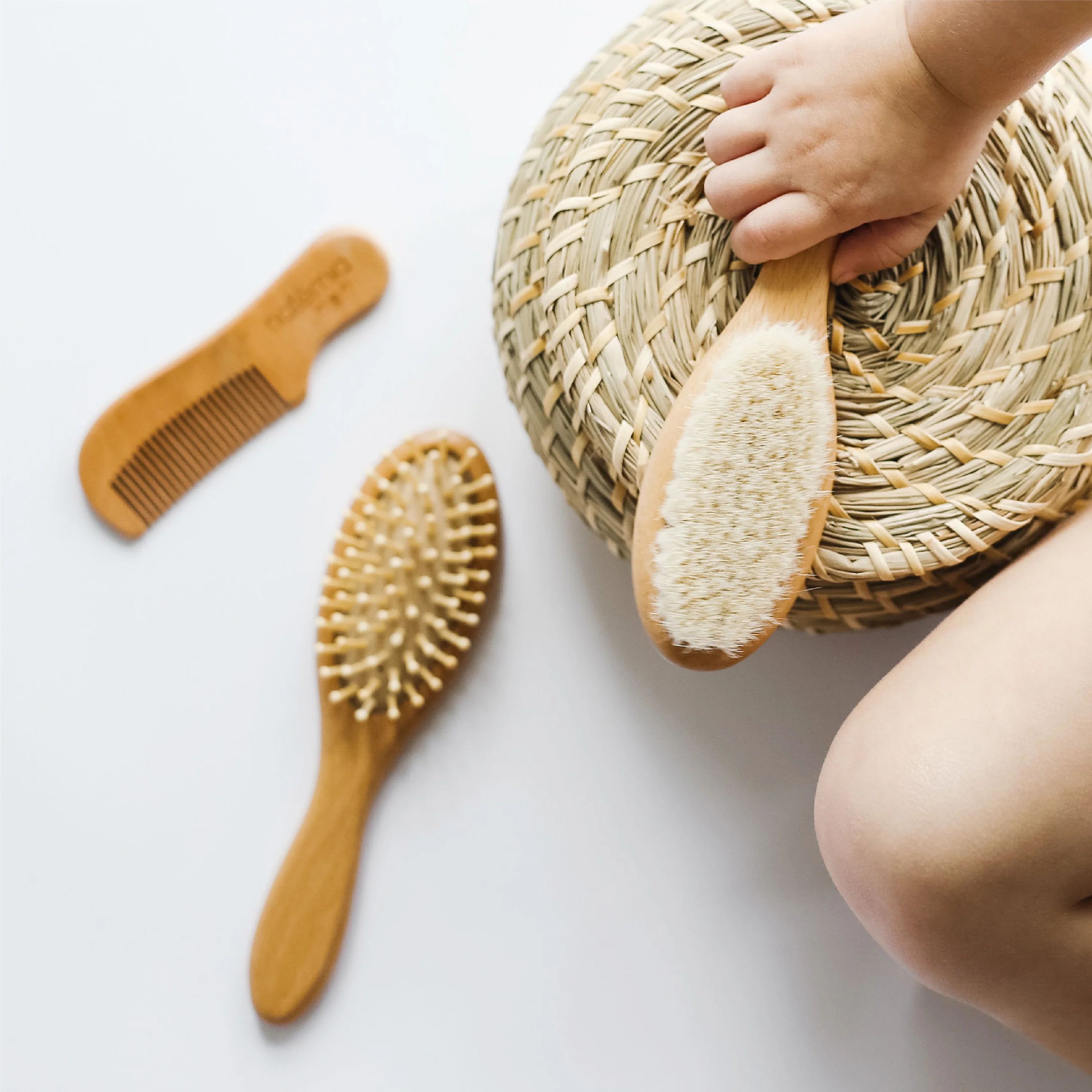 Wooden Baby Hair Brush & Comb Set - Image 5