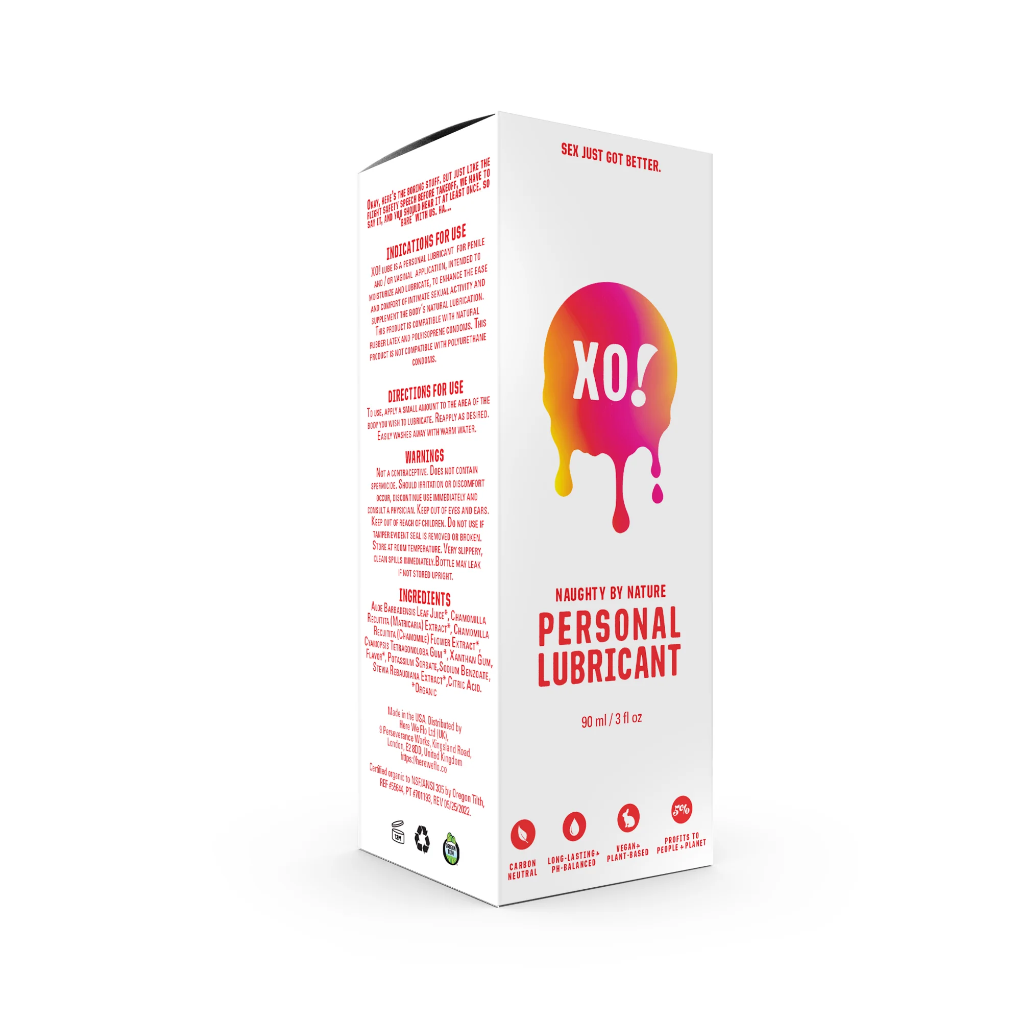 XO! by Flo Water-based Lube Unflavored Organic Aloe Vera - Image 3